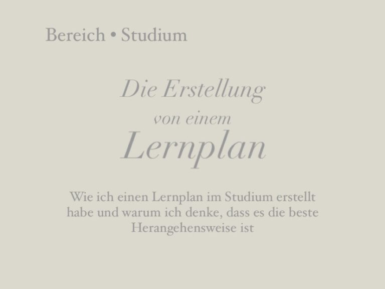 Die Erstellung von einem Lernplan